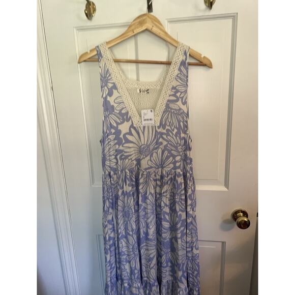 FREE PEOPLE Intimately Free Small Tiers For You Maxi Dress Cornflower Combo NWT - Picture 5 of 15